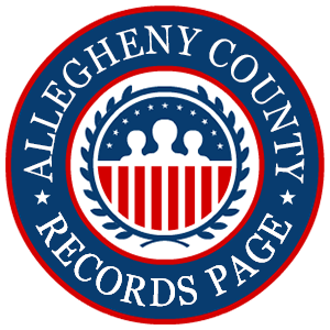 A round red, white, and blue logo with the words 'Allegheny County Records Page' for the state of Pennsylvania.